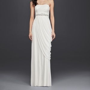 Sheath Wedding Dress with Beading and Side Drape